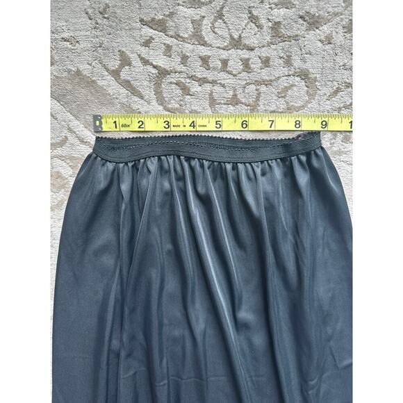 Vintage Black Nylon Half Slip Skirt w/ Lace Trim & Slit โ Size XS โ 32โ Length - Picture 4 of 4